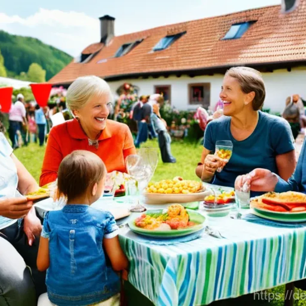 의도적 공동체와 전통 공동체의 차이점 - **Prompt:** A heartwarming scene of a multi-generational family gathering in a cozy, traditional Ger...