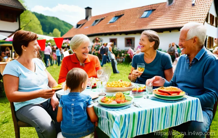 의도적 공동체와 전통 공동체의 차이점 - **Prompt:** A heartwarming scene of a multi-generational family gathering in a cozy, traditional Ger...