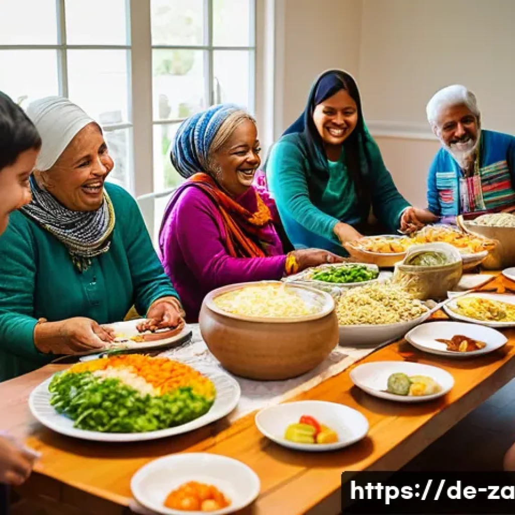 의도적 공동체의 다문화 이해 증진 프로그램 - A vibrant and joyful scene inside a beautifully decorated common room within a diverse intentional c...