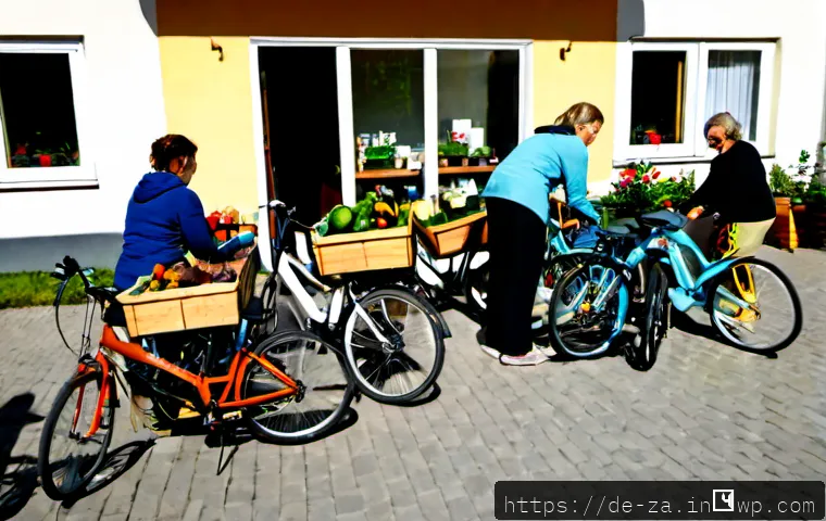 Home 17 의도적 공동체 내에서의 자원 공유 모델 - Photorealistic intentional community resource-sharing model in a bright German co-housing courtyard,...